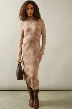 Abstract Animal Jacquard Jumper Dress