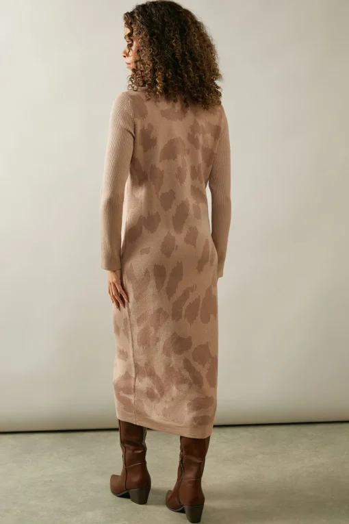 Abstract Animal Jacquard Jumper Dress