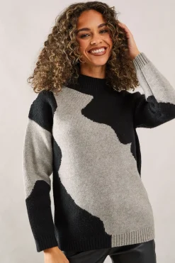 Abstract Design High Neck Jumper