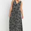 Abstract Floral Wrap Maxi Dress