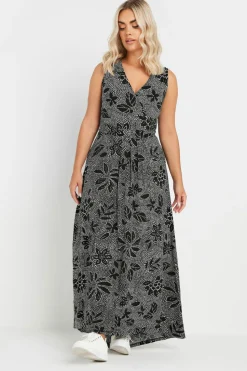 Abstract Floral Wrap Maxi Dress