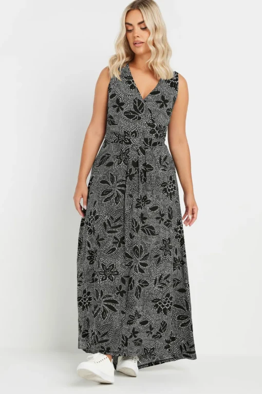 Abstract Floral Wrap Maxi Dress