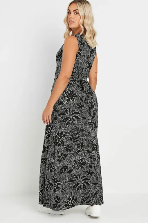 Abstract Floral Wrap Maxi Dress