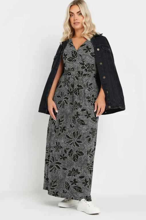 Abstract Floral Wrap Maxi Dress