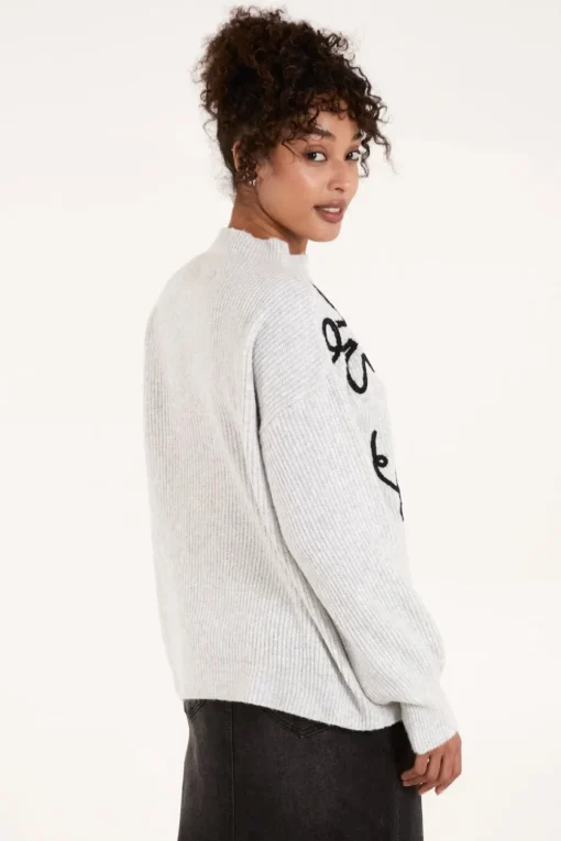 Abstract Flower Embroidery Jumper
