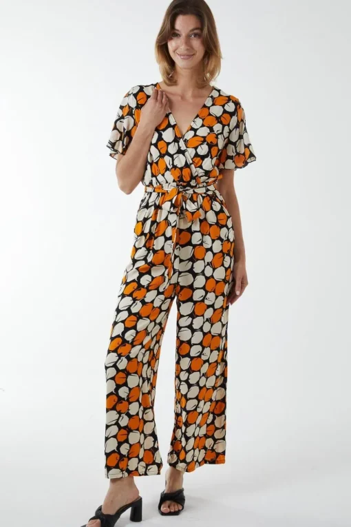 Abstract Honeycomb Cross Over Jumpsuit