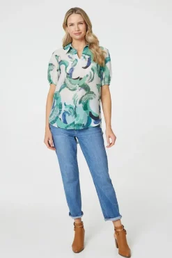 Abstract Print 1/2 Sleeve Blouse