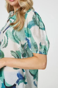 Abstract Print 1/2 Sleeve Blouse