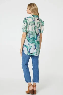 Abstract Print 1/2 Sleeve Blouse