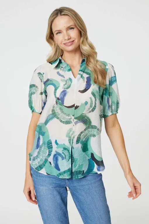 Abstract Print 1/2 Sleeve Blouse