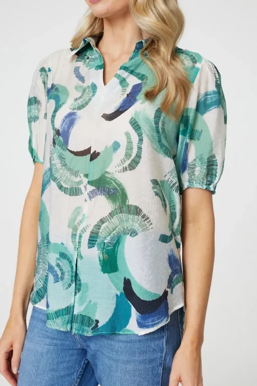 Abstract Print 1/2 Sleeve Blouse