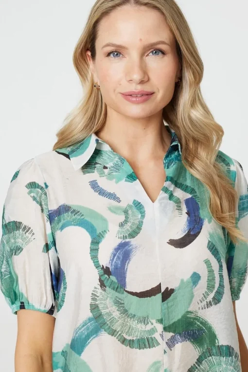 Abstract Print 1/2 Sleeve Blouse