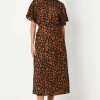 Abstract Print High Neck Midi Dress