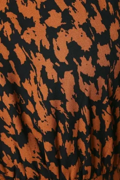 Abstract Print High Neck Midi Dress