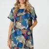 Abstract Print Knee Length Shift Dress