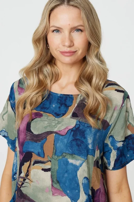Abstract Print Knee Length Shift Dress