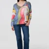 Abstract Print Long Sleeve Knit Jumper