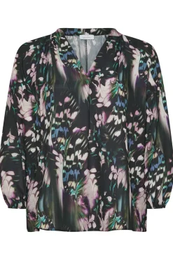 Abstract Print Pleated Blouse