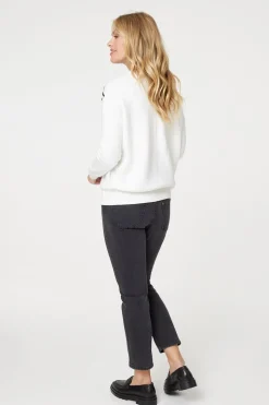 Abstract Print Scoop Neck Pullover