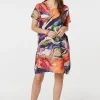Abstract Print Short Sleeve Shift Dress