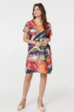 Abstract Print Short Sleeve Shift Dress