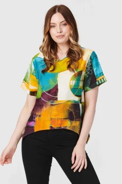 Abstract Print Short Sleeve Top