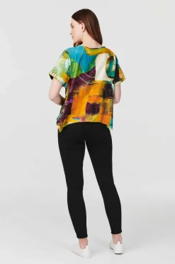 Abstract Print Short Sleeve Top