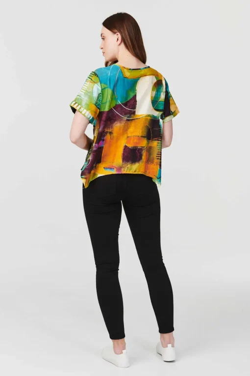 Abstract Print Short Sleeve Top