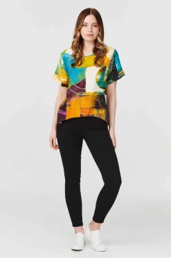 Abstract Print Short Sleeve Top
