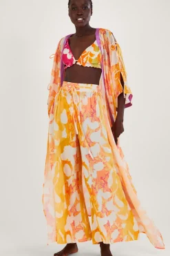 Abstract Print Side Split Trousers