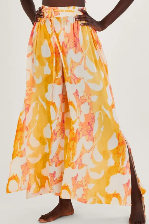 Abstract Print Side Split Trousers