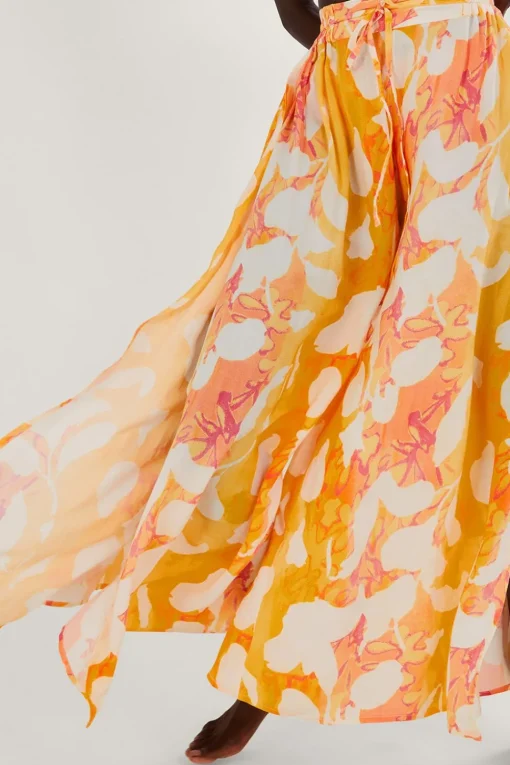Abstract Print Side Split Trousers