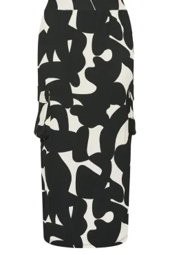 Abstract Print Textured Utility Maxi Skirt