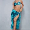 Abstract Printed Frill Detail Sarong