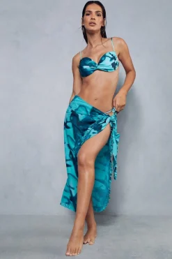 Abstract Printed Frill Detail Sarong