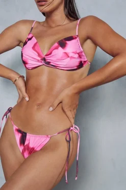 Abstract Printed Twist Front Bikini Set