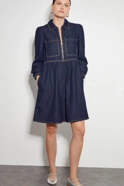 Adeena Denim Mini Shirt Dress