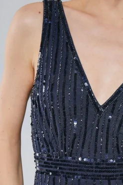 All Over Sequin V Neck Maxi Dress