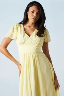 Angel Sleeve Georgette Bridesmaids Maxi Dress