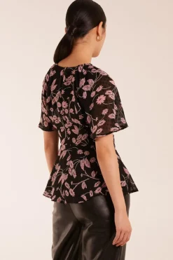 Angel Sleeve Tie Front Blouse