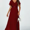 Angel Sleeves Empire Waist Bridesmaid Dress