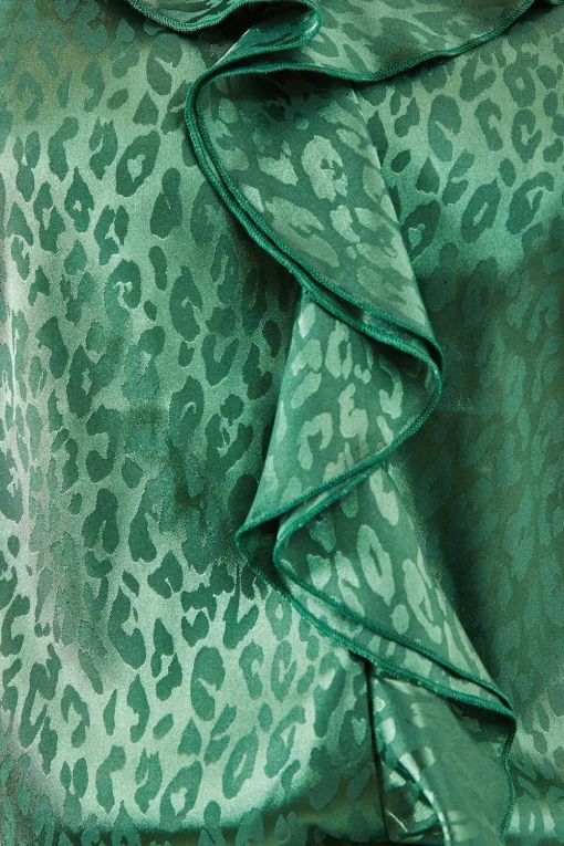 Animal Jacquard Ruffle Blouse
