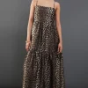 Animal Organza Strappy Smock Midi Dress