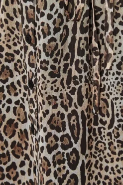 Animal Print Chiffon Sleeveless Ruffle Waisted Midi Dress