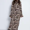 Animal Print Flute Sleeve Midi Dress