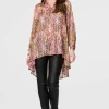 Animal Print High Low Semi Sheer Shirt