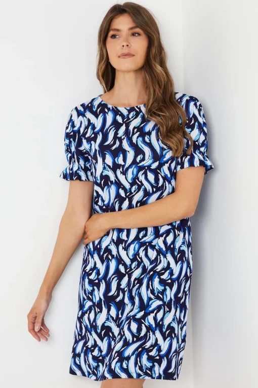 Animal Print Jersey Short Sleeve Shift Dress