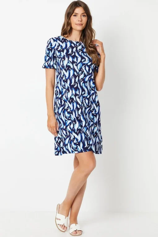 Animal Print Jersey Short Sleeve Shift Dress