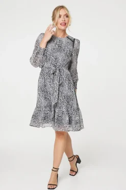 Animal Print Long Sleeve Dress