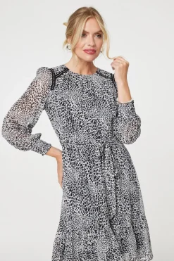 Animal Print Long Sleeve Dress